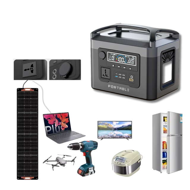 Home Emergency Backup 110V-220V EU Plug 1500W 2200W Lifepo4 Battery Solar & Car Powered Flashlight Home Power Station
