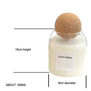 Frascos de Vidro Borossilicato Vazios com Tampa de Cortiça Redonda 500ml, Suporte de Vela de Vidro Vazio para Decoração de Casa para o Dia dos Namorados - Product Image 6