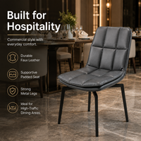 Chaise de salle à manger moderne matelassée en similicuir noir avec pieds araignées pour hôtel et restaurant