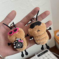 Porte-clés en peluche 3D souple, motif petite cafard de dessin animé mignon, pendentif créatif pour sac d'étudiant et sac à dos, cadeau, vente en gros, OEM, ODM