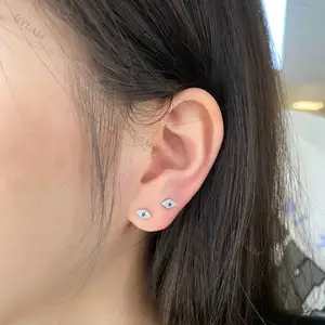 DYLAM Anting Giwang Mini CZ untuk Wanita, Anting Kecil Gadis Cantik Minimalis S925 Perak Tulang Rawan Kecil Tragus Crew Belakang