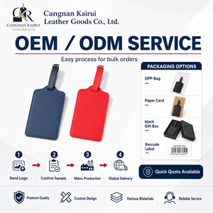 <span class=keywords><strong>Étiquette</strong></span>s de bagages en cuir PU avec logo personnalisé en relief, porte-carte d'identité et boucle métallique pour cadeaux d'affaires et voyages - Product Image 6