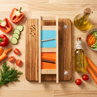 Mandoline manuelle professionnelle pour légumes, coupe-gauffres, en bois massif, lames en acier inoxydable, facile à nettoyer