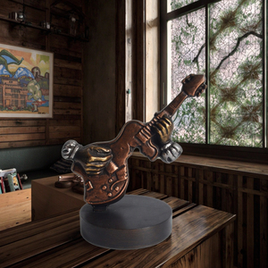 Estatuilla de jugador de músico de <span class=keywords><strong>guitarra</strong></span> de cobre antiguo clásico, decoración de mesa de Metal abstracta, Base de fundición, artesanías de Metal - Product Image 6