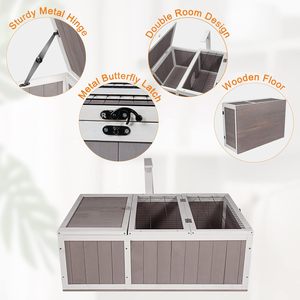 SHUNDA SD1246 <span class=keywords><strong>Habitat</strong></span> pour tortue en bois durable et spacieux, petit enclos pour tortue, intérieur/extérieur, pour reptiles - Gris - Product Image 4