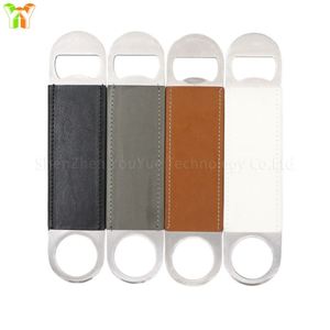 Heavy Duty Stainless Steel Flat Bartender <b>Beer</b> With Pu Handle Faux Leather Bottle Opener - Product Image 5