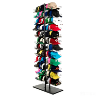 Support de présentoir à chapeaux en fil métallique autoportant personnalisé avec revêtement en poudre pour magasin de détail, casquettes de camionneur, accessoires