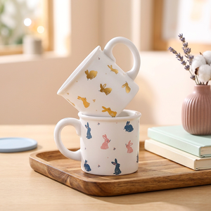 Cute Cartoon Ceramic <b>Mug</b> Wide Handle Little White Rabbit Patterns Dishwasher Microwave Safe for Cappuccino Christmas <b>Easter</b> - Product Image 2