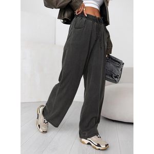 2025 2024 femmes taille haute noir Denim pantalon XL taille été évasé crayon cordon respirant jambe large conception noir 16 - Product Image 4