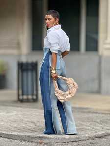 Nieuwe dames gewassen high waist trendy wijde jeans met trendy streetstyle print - Product Image 3