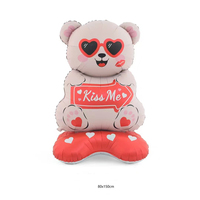 Ballon en Mylar Cœur Géant et Ours Debout de 63/65 Pouces pour la Saint-Valentin, Mariage, Demande en Mariage et Décoration de Fête - Vente en Gros