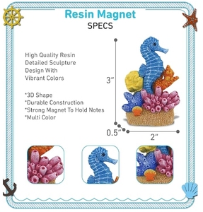 Imán de Resina para Refrigerador con Diseño de Caballito de <span class=keywords><strong>Mar</strong></span> y <span class=keywords><strong>Coral</strong></span>, Artesanía en Resina con Temática Marina - Product Image 3