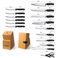Couteaux de Chef Modernes Écologiques en Acier Inoxydable Allemand Noir 1.4116 à Manche Creux, Ensemble Très Vendu avec Logo Personnalisé