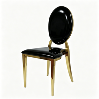 Chaise de banquet d'hôtel moderne en gros d'usine, dossier en acier inoxydable doré, revêtement en cuir, idéale pour les mariages, les halls et les restaurants