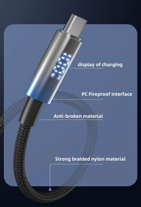 พร้อมจัดส่ง อุปกรณ์เสริมโทรศัพท์มือถือ Android สายชาร์จ USB C จอ LCD แสดงผล PD 100W 5A สายชาร์จเร็ว USB C to C แบบยืดหยุ่น พร้อมฟังก์ชั่นชาร์จ - Product Image 2