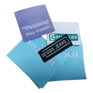 Wholesale T Shirt Cloth Silk Printing Labels Support Custom Private Brand Logo Satin Woven Garment Labels Patch Embroidery