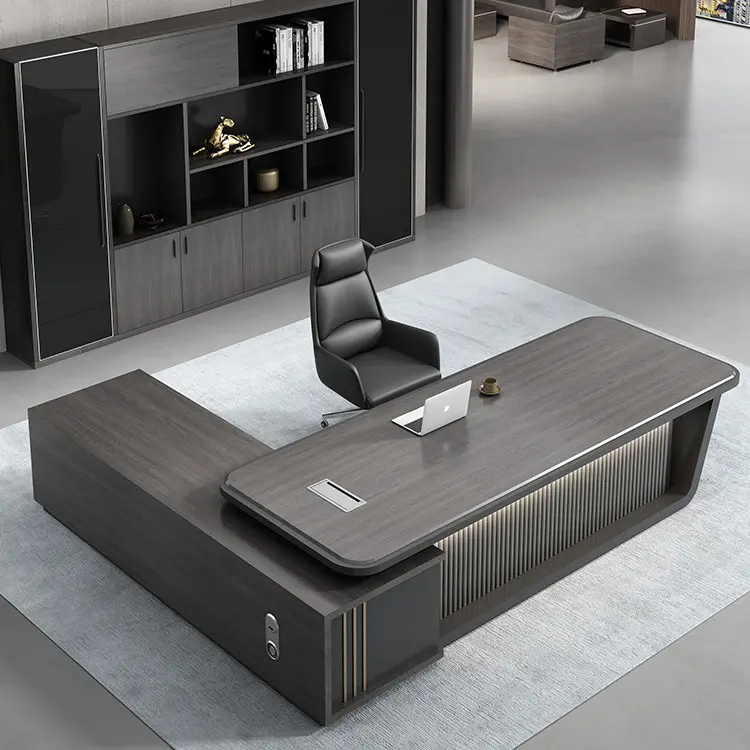 Mobili per ufficio a forma di L MDF confortevole moderno in legno Boss Manager CEO Executive Office Table