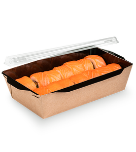 Tazón para ensalada OSQ OpSalad 800 de papel kraft de calidad premium con tapa transparente a prueba de fugas para exhibición de comida para llevar, logotipo personalizado - Product Image 3