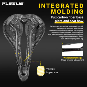 Plselis – <span class=keywords><strong>selle</strong></span> de vélo de route en fibre de carbone, coussin de siège universel pour vélo, 130g, creux, respirant, léger et confortable - Product Image 2