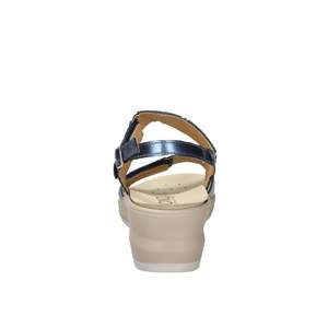 Sandalo con Zeppa Cinzia in Pelle Blu per Donna, Scarpa Estiva Comoda con Plateau - Product Image 3