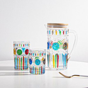 Juego de Teteras Retro con Diseño de Girasol, Pintadas a Mano con Arcoíris, en Relieve, de Vidrio, para el Hogar, Sala de Estar, para Beber Té, Café o Frutas - Product Image 4