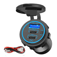 Chargeur de voiture 12V USB C avec double sortie PD 20W USB-C et QC3.0 USB, prise avec interrupteur pour voiture, camping-car, bateau, marine, camion, moto