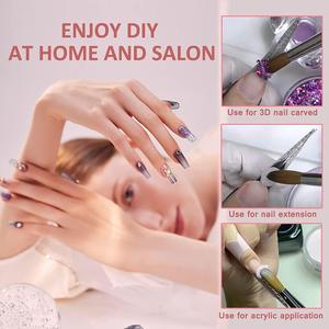 Silver Metal Handle 100% Pure Kolinsky Hair Acrylic Nail Brush Crimped Ferrule Design Wholesale Salon Powder <b>Builder</b> Brush - Product Image 6