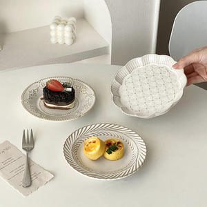 Assiette à dîner en porcelaine jetable de style français moderne, glaçure, haute qualité, motif uni, assiette à dessert, gâteau, plateau, fête - Product Image 3