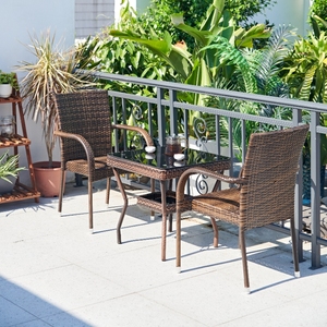 Ensemble table et chaises <span class=keywords><strong>de</strong></span> salle à manger <span class=keywords><strong>en</strong></span> rotin pour l'extérieur Chaises <span class=keywords><strong>de</strong></span> salle à manger empilables avec accoudoir Cadre durable <span class=keywords><strong>en</strong></span> rotin naturel et <span class=keywords><strong>aluminium</strong></span> - Product Image 5