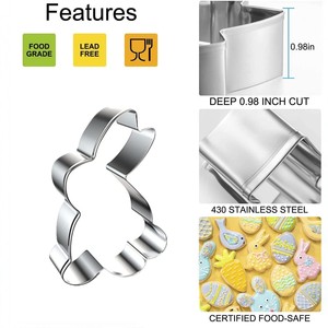 Stampo per Biscotti a Forma di Uovo, Coniglio, Ravanetto e Uccelli <span class=keywords><strong>Pasquali</strong></span> in Acciaio Inossidabile, Personalizzabile, per Pasticceria Fai-da-Te - Product Image 4