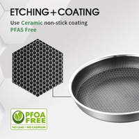 Set peralatan masak dapur 304 baja tahan karat, panci Dalaman datar mendukung banyak ukuran kustom, Set wajan penggorengan anti lengket