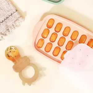 Alimentatore per frutta per bambini stampi per latte materno per dentizione in rilievo massaggiagengive vassoio congelatore con ciucci Set di alimentazione in Silicone senza BPA