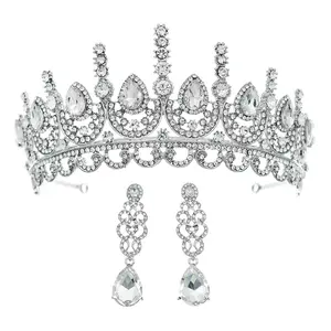 In Stock! Wedding Crown For Bride Elegant Full Crystal Crowns For Queens Luxury Flower Crown Wedding Tiaras For Girls