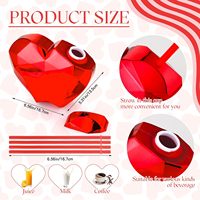 Gobelet en plastique en forme de cœur électroplaqué de 20 oz avec paille et couvercle pour la Saint-Valentin