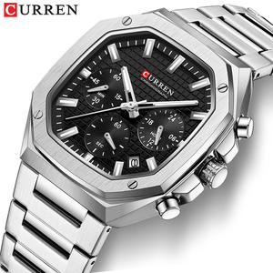Reloj de Lujo Dorado 8459 con Cuarzo, Diseño Cuadrado, Acero Inoxidable, Estilo Moneda, Simple, Resistente al Agua, para Hombre - Product Image 1