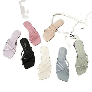 Women Wear Flat-bottomed Fashion Sandals and Slippers Out in Summer Beach Shoes Seaside Flip-flops PVC Mx Outdoor Slippers