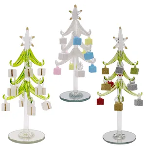 Оптовая продажа, индивидуальные стеклянные поделки для дерева, домашние праздничные украшения, стеклянная Мини Рождественская елка