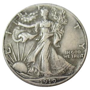 Antieke Stijl Amerikaanse Halve Dollar Lopen Liberty 1916-1947 Herdenkingsmunt Messing Verzilverd Metaal Met Digitaal Drukwerk - Product Image 6