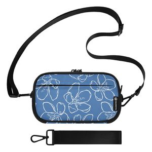 Hawaiian Custom Blue Hau Floral PVC Clear <b>Crossbody</b> <b>Bags</b> Portable 3 in 1 Lightweight Polyester Zipper Closure Shoulder Sling <b>Bag</b> - Product Image 1