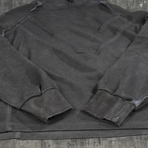 Pull à capuche oversize en coton 100% brodé, lourd, personnalisé, uni, streetwear vintage, délavé à l'acide, déchiré - Product Image 3