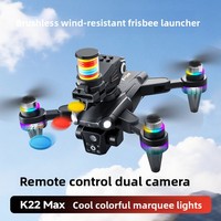 Drone jouet K22 Max à double caméra FPV, lanceur de frisbee, flux optique, lumières éblouissantes, quadricoptère pliable pour photos aériennes, moteur sans balais