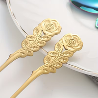 Creatieve roestvrijstalen roosvormige theelepels, koffielepels en dessertlepels set voor bruiloften en restaurants
