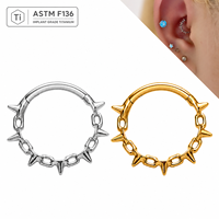 Anneau de septum articulé en titane ASTM F136 pour enfants, avec pointe, pour piercing de nez, segment, daith, cartilage, bijoux de piercing corporel OEM