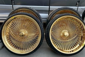 Cerchi in Lega Cromati Personalizzati JC 13x7 Pollici con 100 Raggi Dorati per <span class=keywords><strong>Cadillac</strong></span> Fleetwood Brougham <span class=keywords><strong>DeVille</strong></span> - Product Image 2