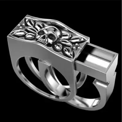 Unieke Leeuw Schedel Geheim Compartiment Ring Twee-Kleur Kingdom Lion Gedenkteken Doodskist Souvenir Verjaardag Anniversary Gift Ring