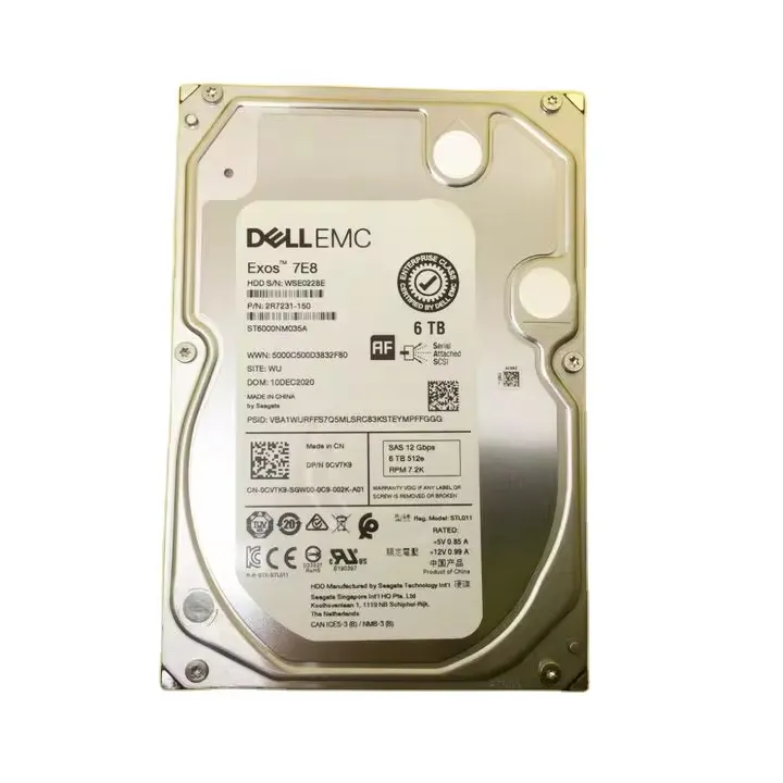 005052438 buona qualità EMC 6TB 3.5 "7.2K 12G LFF SAS 128MB Cache Hard disk HDD