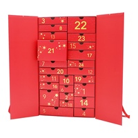 Calendrier de l'Avent en carton rigide biodégradable et recyclé pour chocolats, avec fermeture magnétique, ruban, coffret cadeau pour parfum blush, 24 jours