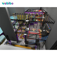 Vabibo VB-115 İki Katlı Ticari Kapalı Trambolin Parkı Ekipmanı Ninja Parkuru Tırmanma Duvarı Köpük Havuzu Tüp Kaydırağı Özelleştirilebilir