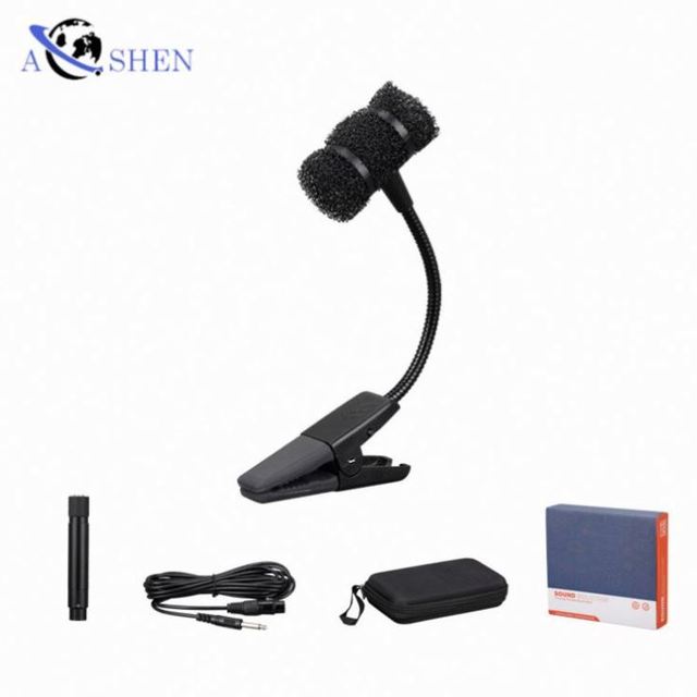Musical Instrument Clip Microphone Musical Instrument Condenser Microphone Wired Portable for Live Show Performance Recording