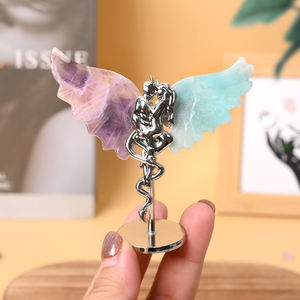 אבן טבעית אבן אבן טבעית גילוף גילוף מלאך דמוני זוג כנפיים קריסטל לקישוט הבית - Product Image 4